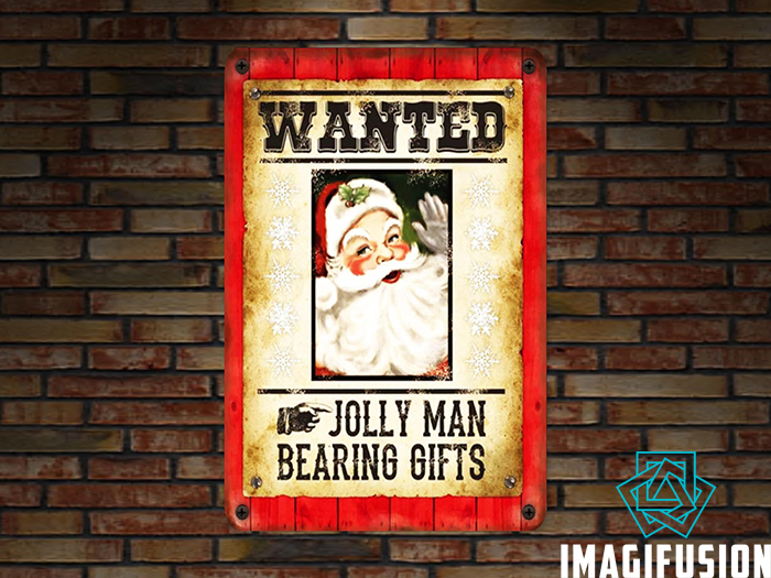 Vintage Metal Sign - Wanted Santa