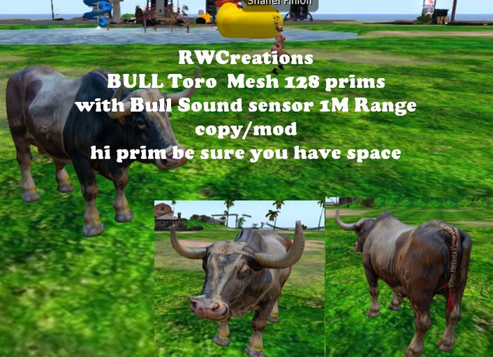 BULL Toro 128 prims Mesh with Bull Sound sensor 1M Rng (boxed)