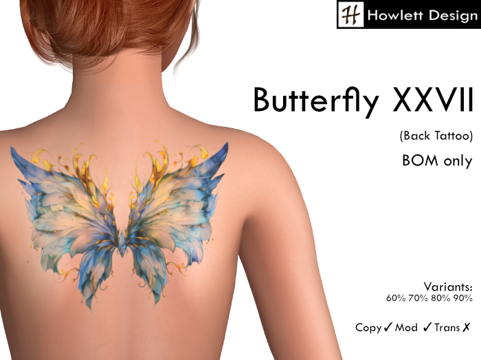 [HDesign] Butterfly XXVII (Back Tattoo)