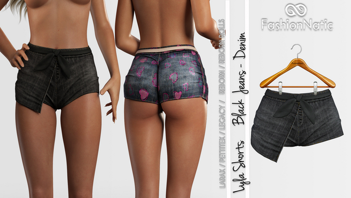Shorts Lyla Black Denim - Jeans  - LaraX, PetiteX, Legacy, Reborn - FashionNatic 