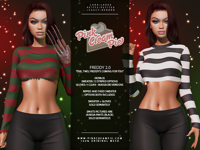 Freddy Kreuger Sweater + Glove 2.0 [FATPACK] - Maitreya Lara • LaraX • Petite • PetiteX • Legacy • Reborn Clothing