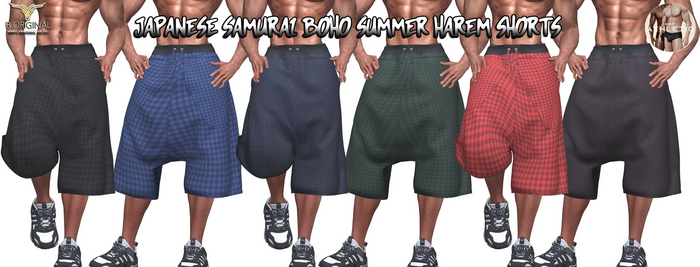 Legacy Japanese Samurai Boho Summer Harem Shorts RED