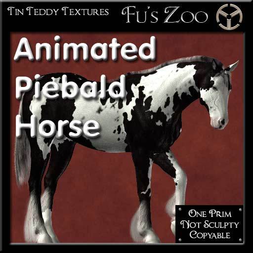 *TT* 1 Prim Animated Piebald Horse 1
