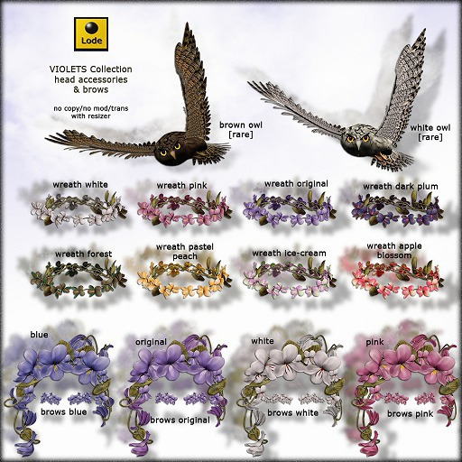 *LODE* Head Accessory - Violets White Owl RARE