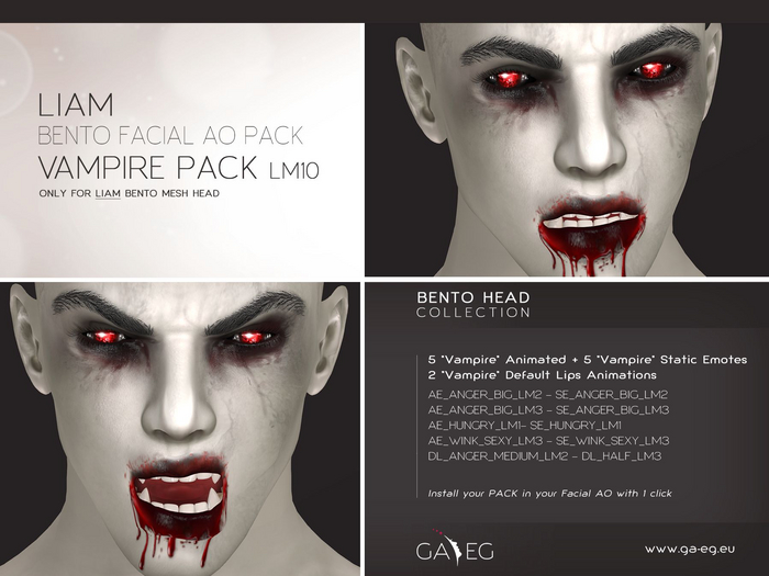 Second Life Marketplace - [GA.EG] Liam Bento Facial AO Pack - LM10 ...