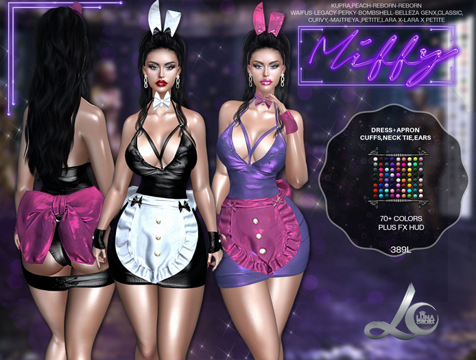 ❤️, Miffy Cocktail Bunny Maid Outfit, Easter Set, 70+ colors,Plus FX Hud