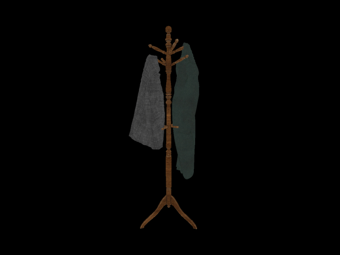 Old Wooden Rack with Coats