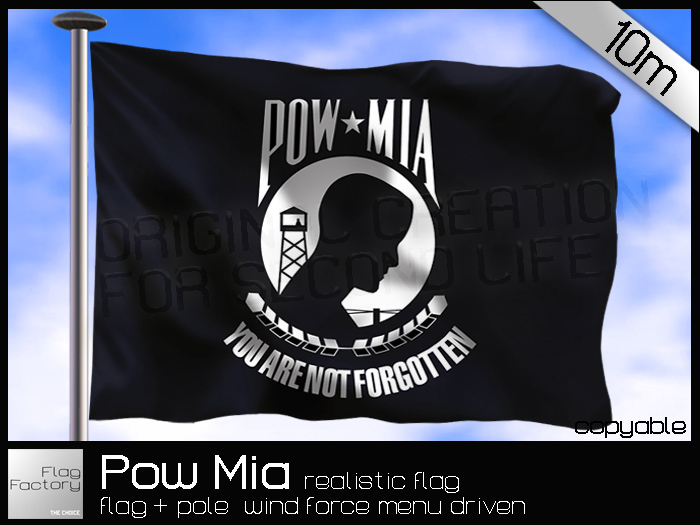 POW Pow-Mia Pow Mia flag USA flag 10m high realistic waving scripted copyable 