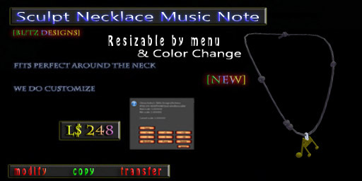 [Bl!tz Designs]Music Necklace Resizable/Colorizable [BAGGED]