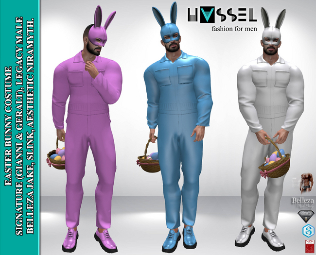 (HASSEL) EASTER BUNNY COSTUME RABBIT AESTHETIC, LEGACY MALE & ATHLETIC, JAKE, GIANNI, GERALT, SLINK MALE FOR MEN 450 