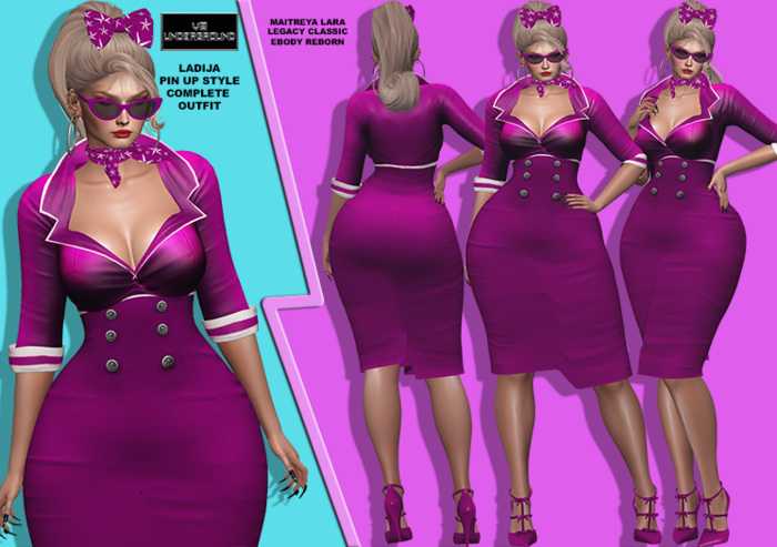 Second Life Marketplace - **LADIJA PINK PIN UP STYLE COMPLETE OUTFIT**