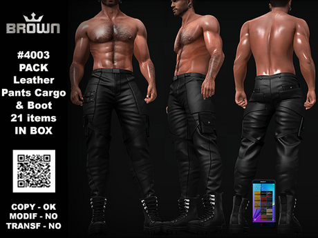 Second Life Marketplace - 4003 PACK Leather Pants Cargo & Boot 21 items ...