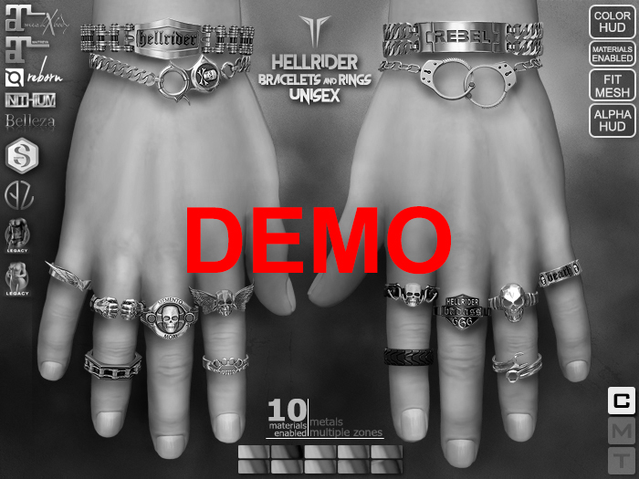 **RE** Hellrider Bracelets & Rings Set - UNISEX DEMO