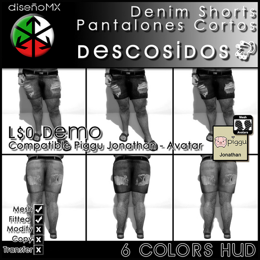 Descosidos :dMX: Denim Shorts (Piggu - Jonathan Compatible) DEMO