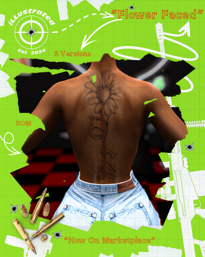 !~iLLustrated~ Flower Faced Tattoo - [BOM]