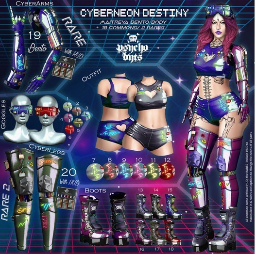 5 .{PSYCHO:Byts} Cyberneon Destiny - Goggles GREEN BOX 2