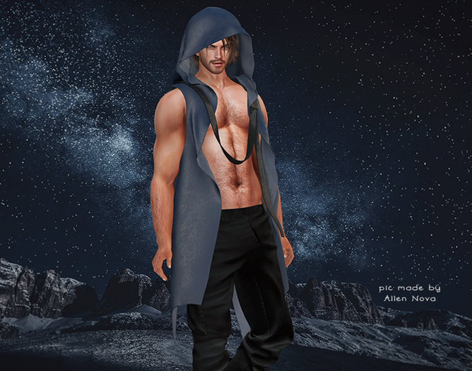 3. gianni [Gild]Hoodie long vest_blue - SALE !