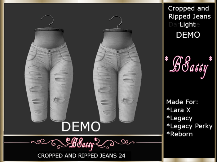 *BSASSY* CROPPED AND RIPPED SHORTS LIGHT DEMO