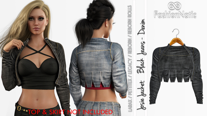 Jacket Josie Black Denim - Jeans - LaraX, PetiteX, Legacy, Reborn, Rolls, Juicy - FashionNatic