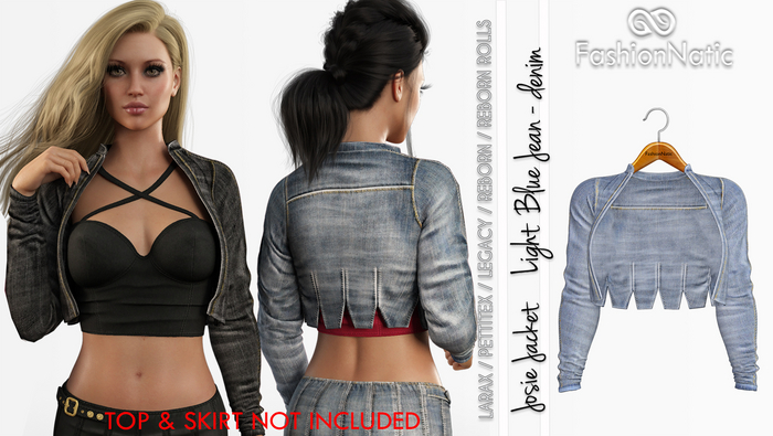 Denim Jacket Josie Light Blue  - Reborn, Rolls, Juicy, LaraX, PetiteX, Legacy,  - FashionNatic