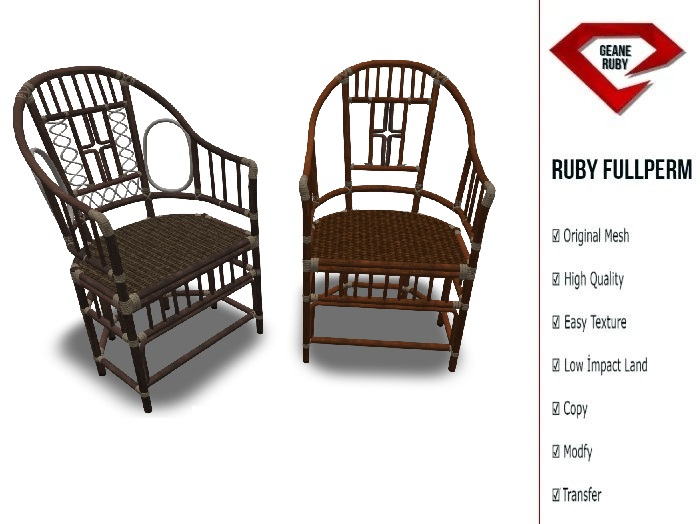 270 - [Ruby Full Perm] Mesh Rattan ArmChair