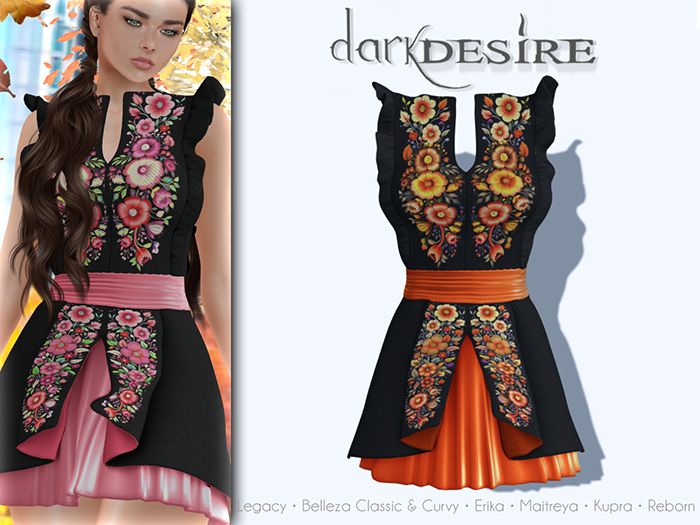 [[dD]] Nikte Dress - Orange (Add Me) Vestido Floreado