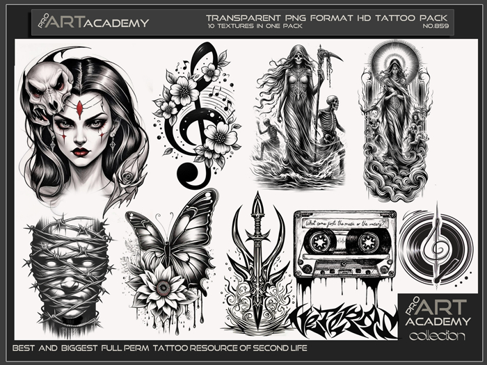 Tato Texture Second Life Marketplace - @PAA - Tattoo Texture Pack 859