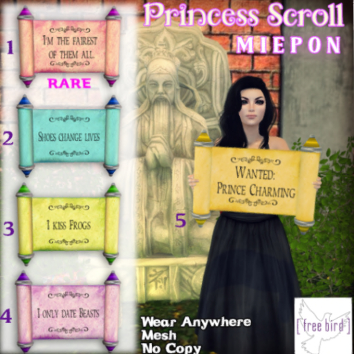 [ free bird ] Princess Scroll Sign =  FULL SET