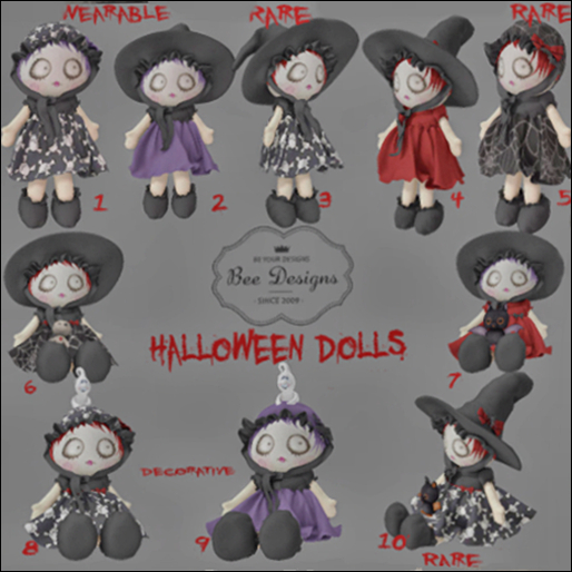 03 Bee Designs Halloween Dolls  RARE