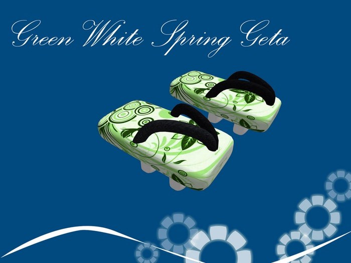 Green White Spring Women's Sculpted Geta by KID (Mod)(Copy)(Box)