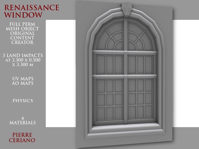 Renaissance window - 3 LI - FULL PERM Mesh