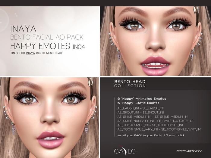 Second Life Marketplace - [GA.EG] Inaya Bento Facial AO Pack - IN04