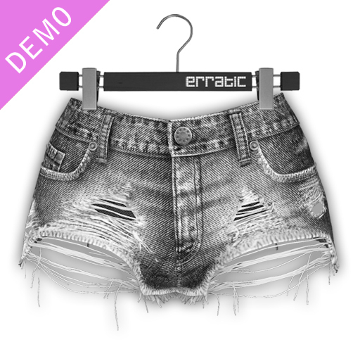 erratic / skylar - denim shorts / DEMO (Maitreya LaraX, Lara PetiteX / Legacy Classic + Perky / eBody Reborn)