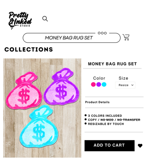 PRETTY & INKED STUDIO - MONEY BAG RUG SET