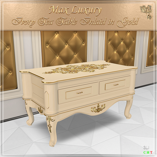 Max Luxury - Ivory Tea Table Inlaid in Gold
