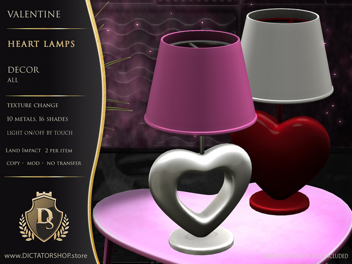 [Ds] Valentine - Heart Lamp 2 Pc. Set Decor