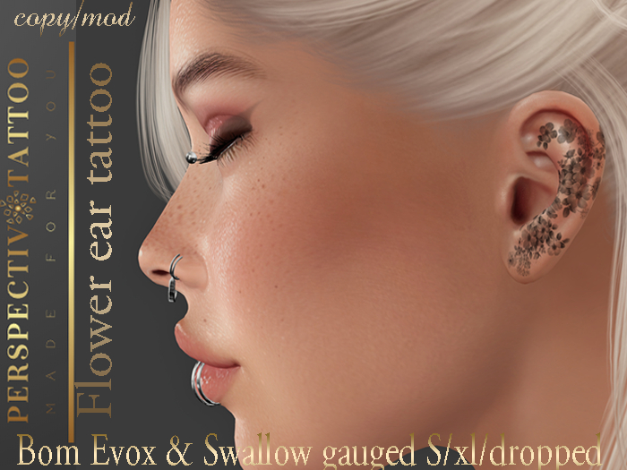 *Perspectiv Flower ear tattoo