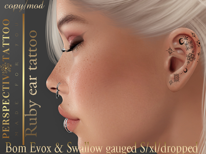*Perspectiv Ruby ear tattoo