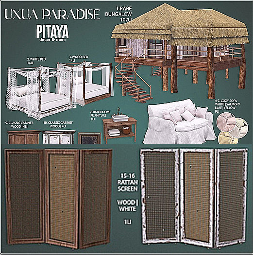 Pitaya - Uxua Paradise - WOOD RATTAN SECREEN