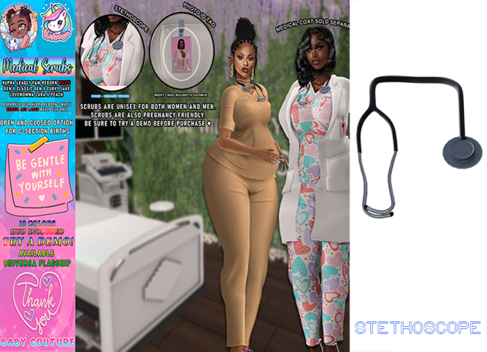  #BCxU - Medical Scrub - Stethoscope - Rigged & Unrigged