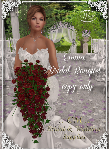 CM..Emma Bridal Bouquet - Deep Red