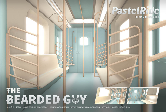Pastel Ride Cream Mint Backdrop - The Bearded Guy