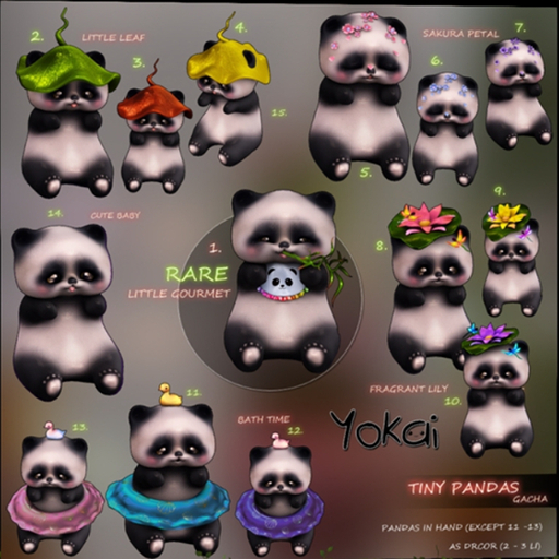 6.YOKAI - Tiny Pandas GACHA - Sakura Petal (blue)