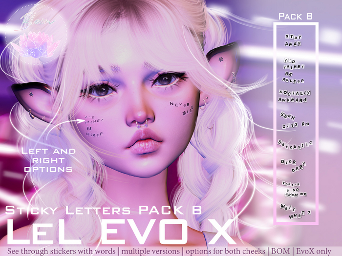 .:.Bloom.:. Sticky Letters Pack B
