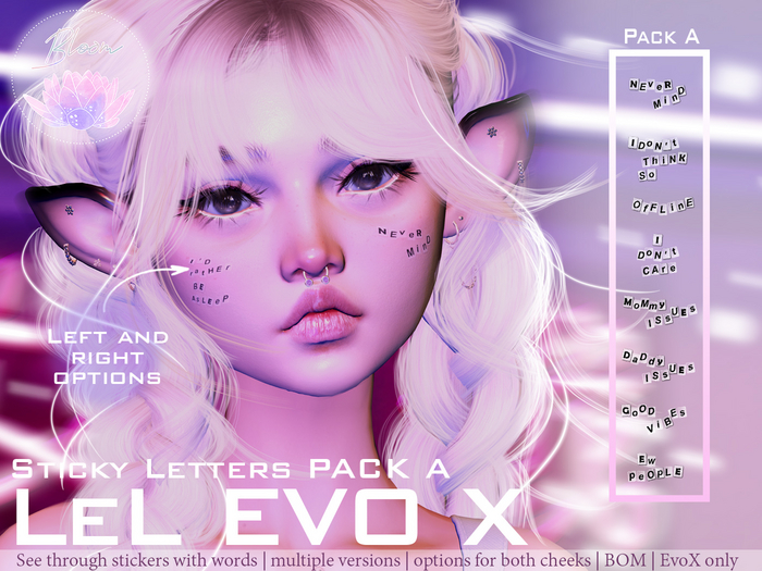 .:.Bloom.:. Sticky Letters Pack A