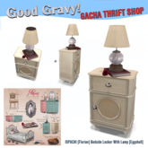 ISPACHI [Florian] Bedside Locker With Lamp [Eggshell]