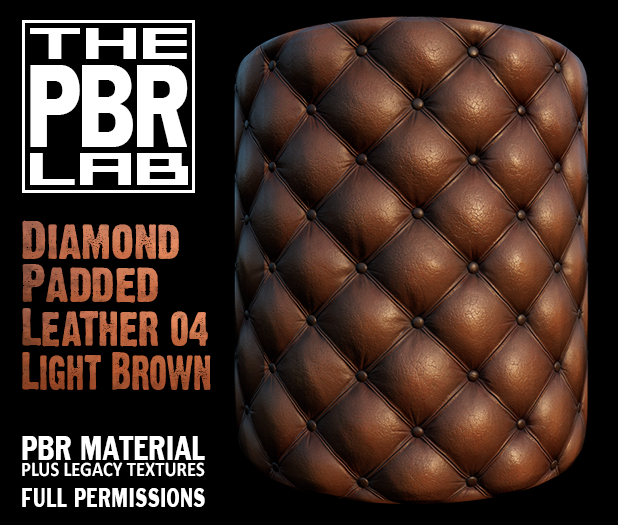 The PBR Lab - Diamond Padded Leather 04 Light Brown - PBR Material & 3D Textures