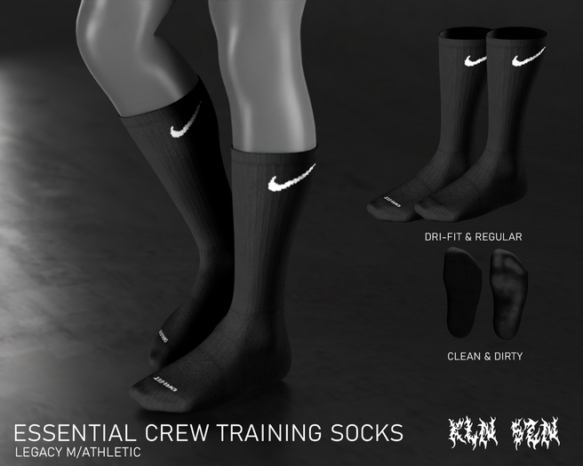 KLN SZN - Essential Crew Socks Black