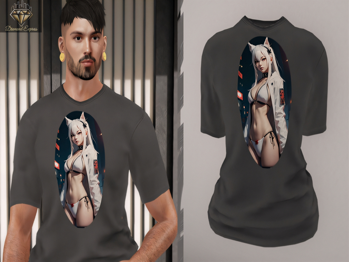 {DE} Shiro Neko shirt (Dark Gray)