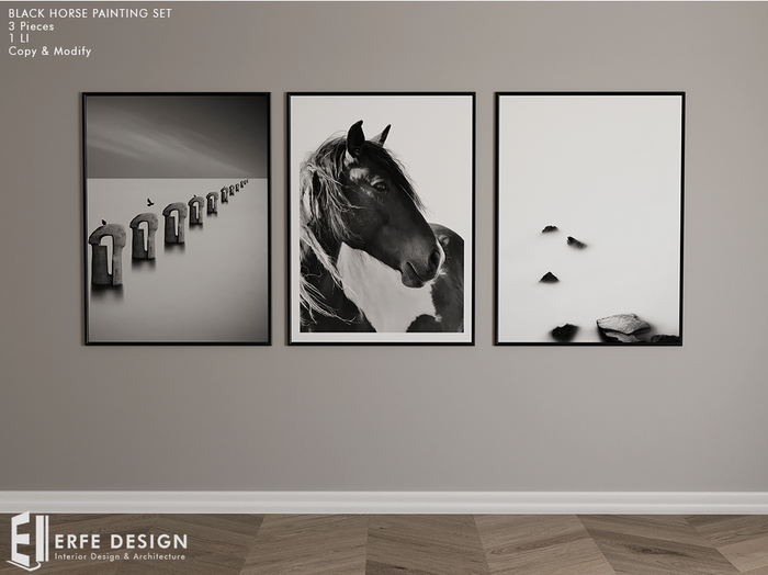 Black Hourse Painting Set (3colors) 2 LI [Erfe Design] PACK